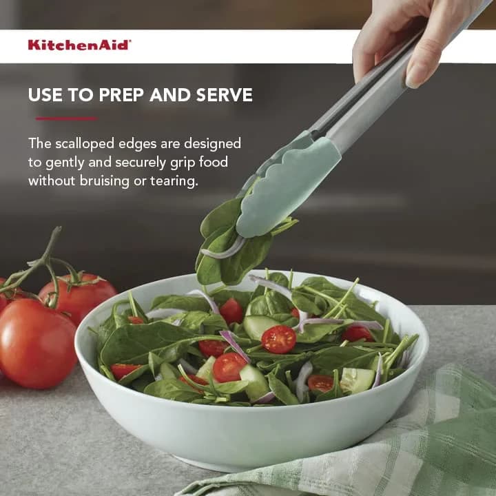 KitchenAid Gourmet Silicone-Tipped Stainless Steel Tongs, 12 Inch, Pistachio | Heat Resistant & Dishwasher Safe thumbnail 7