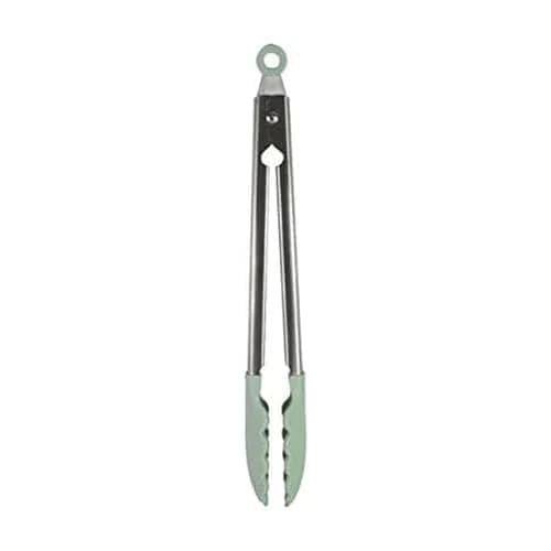 KitchenAid Gourmet Silicone-Tipped Stainless Steel Tongs, 12 Inch, Pistachio | Heat Resistant & Dishwasher Safe