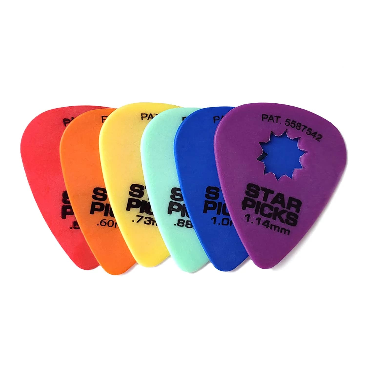 Everly Star Guitar Picks 1.14mm Purple (72 Pack) | Patented Star Grip for Maximum Control — Mixed