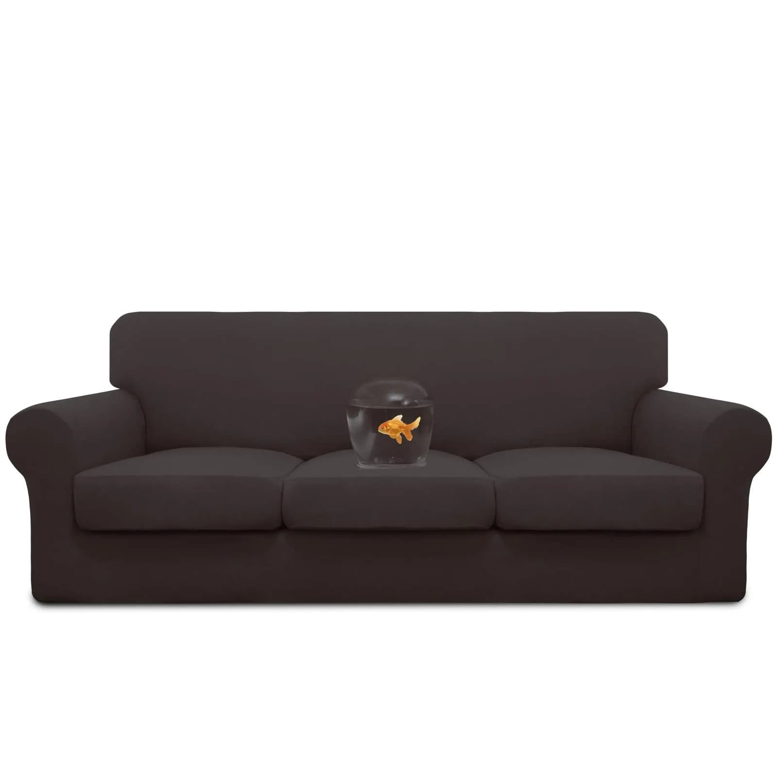 Easy-Going Waterproof 4-Piece Stretch Sofa Cover for 3 Cushions, Chocolate | Fits 60-85 inch Sofas - main product image