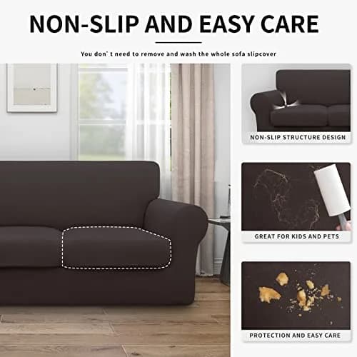 Easy-Going Waterproof Oversized Sofa Cover for 3 Cushion Sofas | Chocolate, 86-108 inch Seat Width thumbnail 4