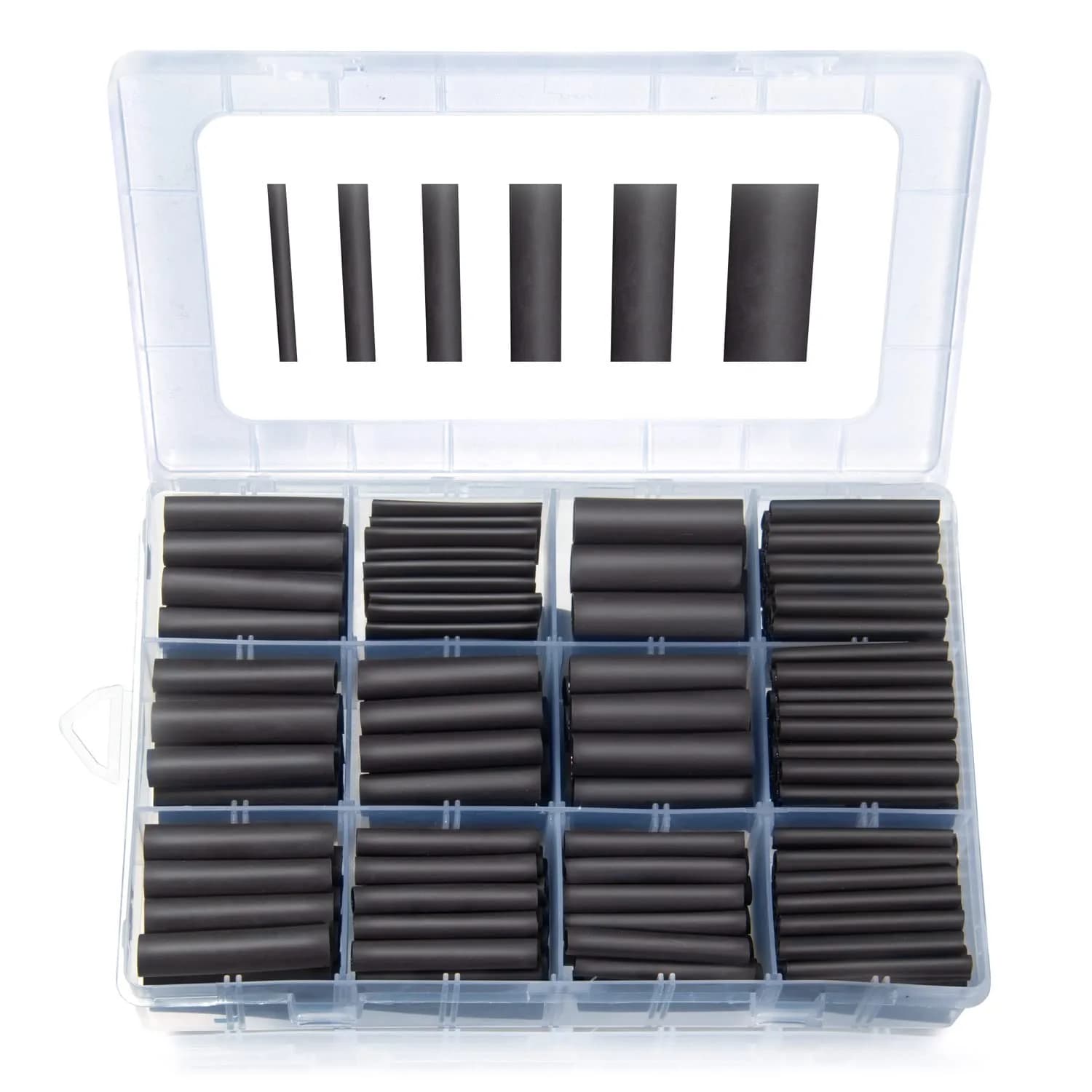 MILAPEAK 300pcs 3:1 Dual Wall Adhesive Heat Shrink Tubing Kit | Black, 1.57" Length