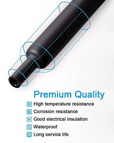 MILAPEAK 300pcs 3:1 Dual Wall Adhesive Heat Shrink Tubing Kit | Black, 1.57" Length thumbnail 4