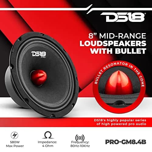 DS18 PRO-GM8.4B 8" Midrange Loudspeaker | 580W Max, 4 Ohm, Aluminum Bullet thumbnail 2