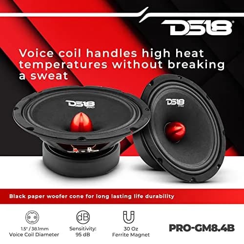 DS18 PRO-GM8.4B 8" Midrange Loudspeaker | 580W Max, 4 Ohm, Aluminum Bullet thumbnail 3