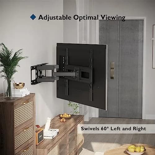 BONTEC Full Motion TV Wall Mount Bracket for 23-70 Inch TVs | Heavy Duty Dual Arm Swivel Tilt & Rotation | Fits 16" Wood Studs, Concrete, Brick Walls thumbnail 3