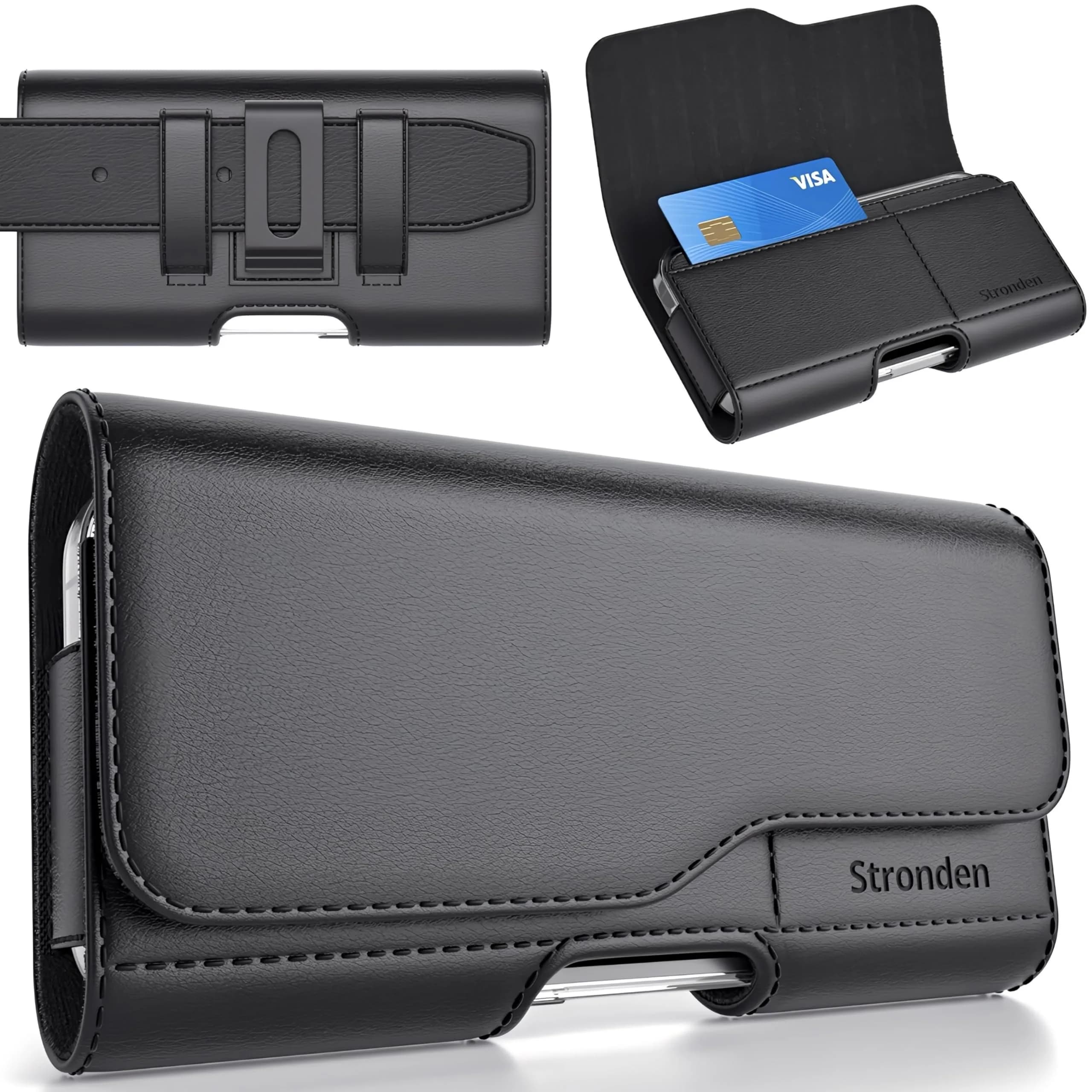 Stronden Leather Holster for iPhone 16 Plus, 15 Pro Max, 15 Plus, 14 Pro Max, 14 Plus, 13 Pro Max, 12 Pro Max, 11 Pro Max | Magnetic Closure, Card Slot