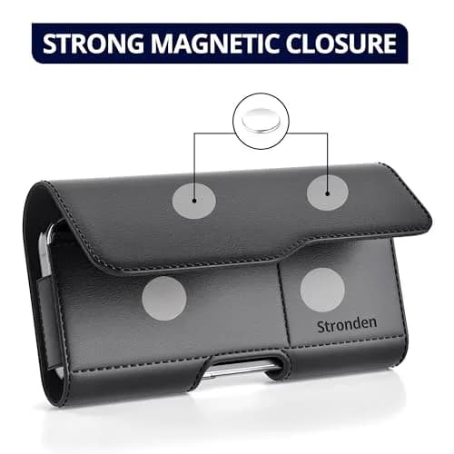 Stronden Leather Holster for iPhone 16 Plus, 15 Pro Max, 15 Plus, 14 Pro Max, 14 Plus, 13 Pro Max, 12 Pro Max, 11 Pro Max | Magnetic Closure, Card Slot thumbnail 3