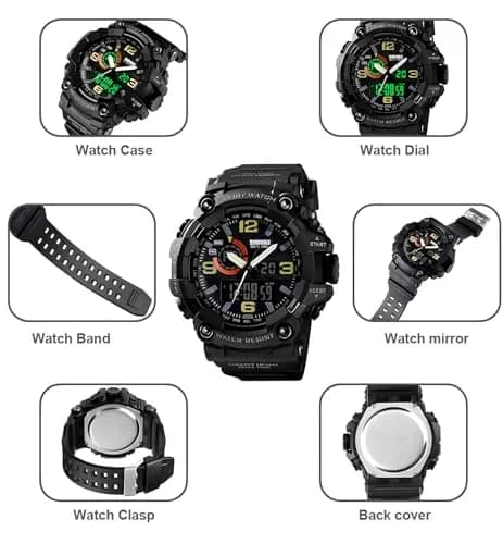 Gosasa Men's Multi-Function Military Sports Watch 51mm (2.01 in) | Dual Time Analog-Digital LED thumbnail 6