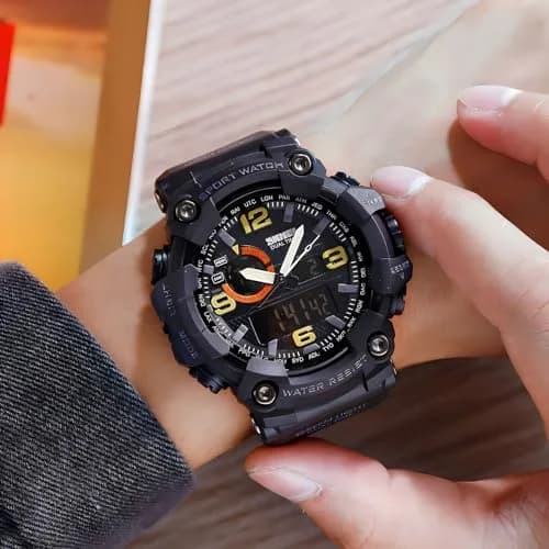 Gosasa Men's Multi-Function Military Sports Watch 51mm (2.01 in) | Dual Time Analog-Digital LED thumbnail 2