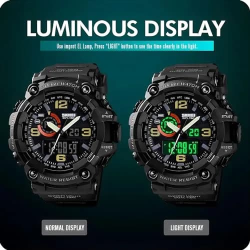 Gosasa Men's Multi-Function Military Sports Watch 51mm (2.01 in) | Dual Time Analog-Digital LED thumbnail 4