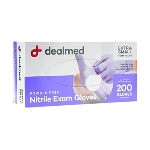 Dealmed Nitrile Exam Gloves Purple X-Small (200 Count) | Latex-Free, Powder-Free, Ambidextrous thumbnail 1