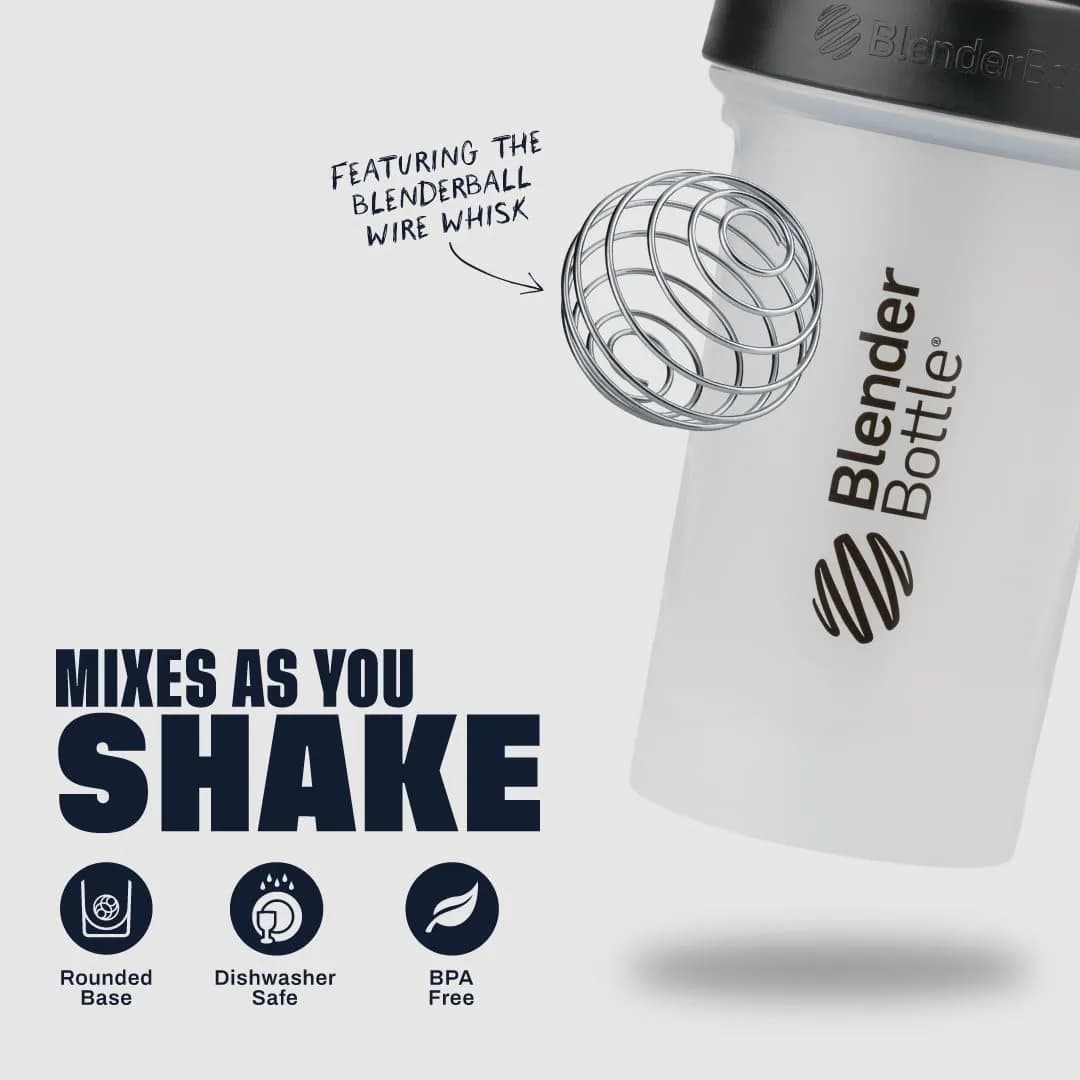 BlenderBottle Classic V2 Shaker Bottle with BlenderBall Whisk, 20-Ounce, Clear/Black thumbnail 3