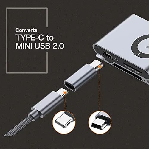 JXMOX USB C to Mini USB 2.0 Adapter (2-Pack) | Charge & Sync Data Up to 480 Mbps thumbnail 3