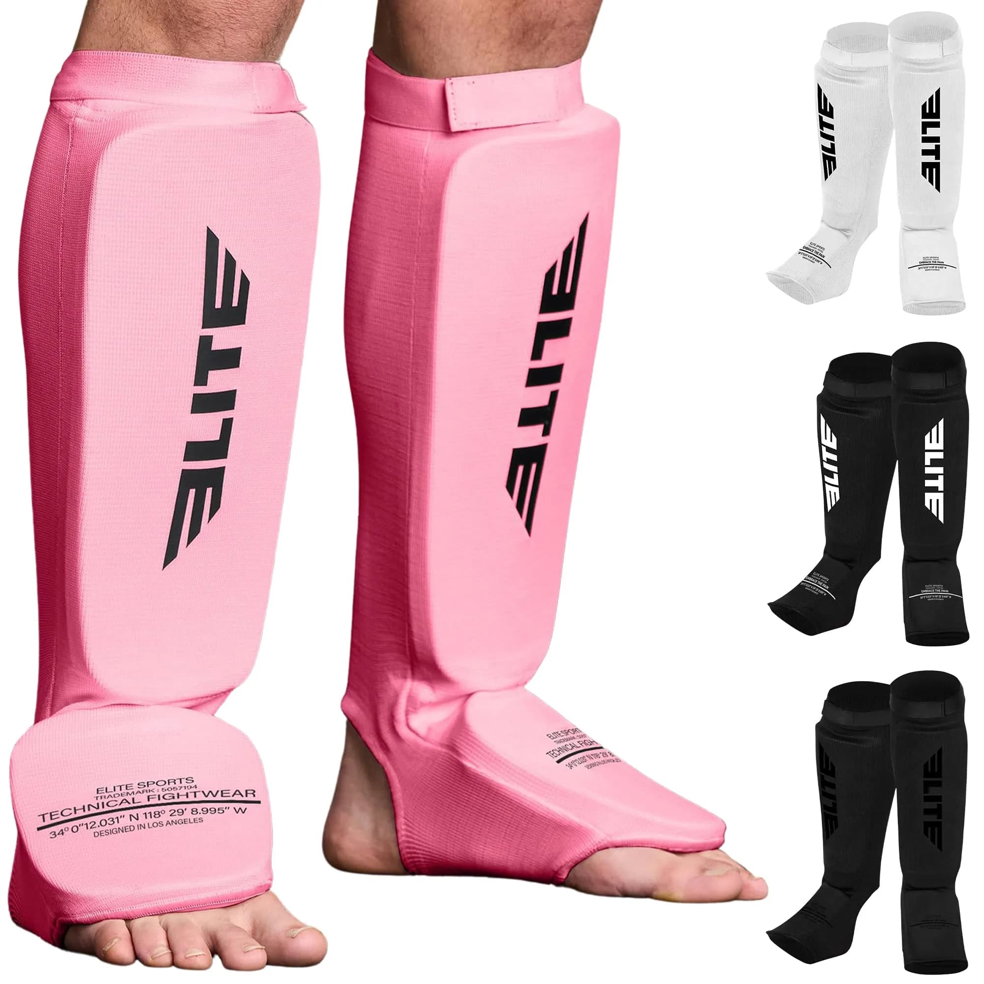 Elite Sports MMA Shin Pads for Muay Thai & Kickboxing | Adjustable, Lightweight, Shock Absorbing