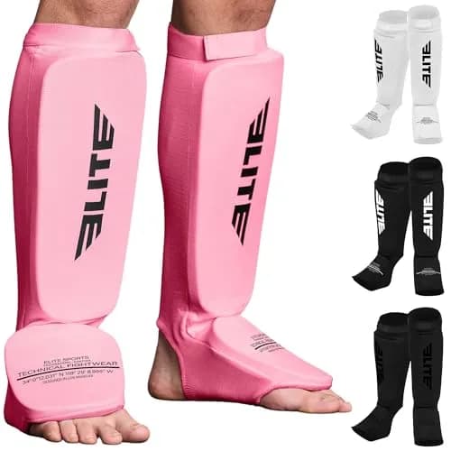 Elite Sports MMA Shin Pads for Muay Thai & Kickboxing | Adjustable, Lightweight, Shock Absorbing thumbnail 1