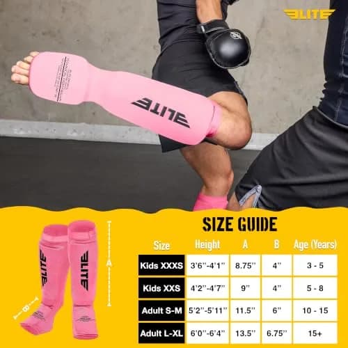 Elite Sports MMA Shin Pads for Muay Thai & Kickboxing | Adjustable, Lightweight, Shock Absorbing thumbnail 4