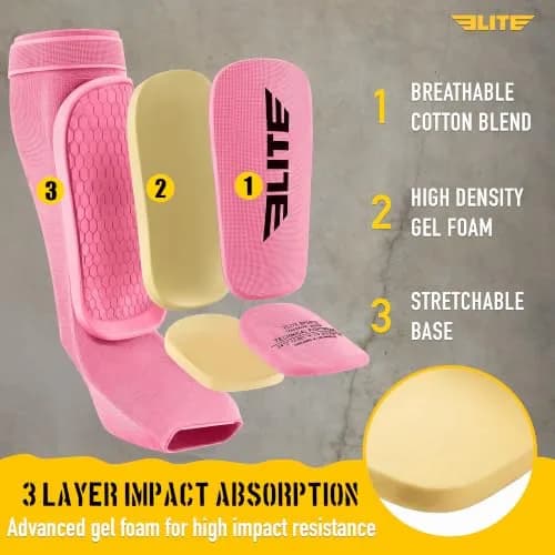 Elite Sports MMA Shin Pads for Muay Thai & Kickboxing | Adjustable, Lightweight, Shock Absorbing thumbnail 5