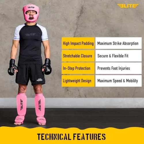 Elite Sports MMA Shin Pads for Muay Thai & Kickboxing | Adjustable, Lightweight, Shock Absorbing thumbnail 6