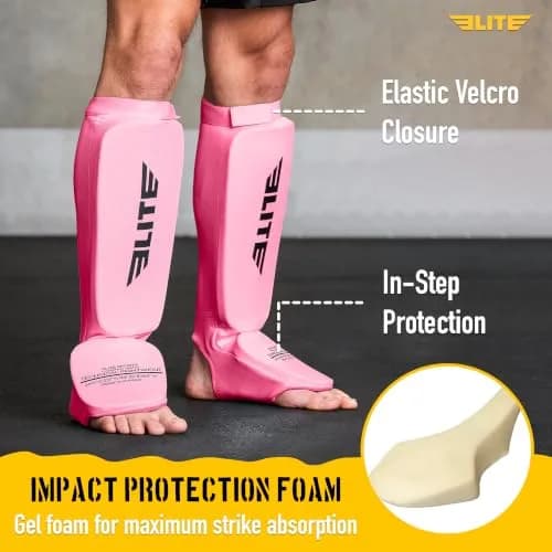 Elite Sports MMA Shin Pads for Muay Thai & Kickboxing | Adjustable, Lightweight, Shock Absorbing thumbnail 2