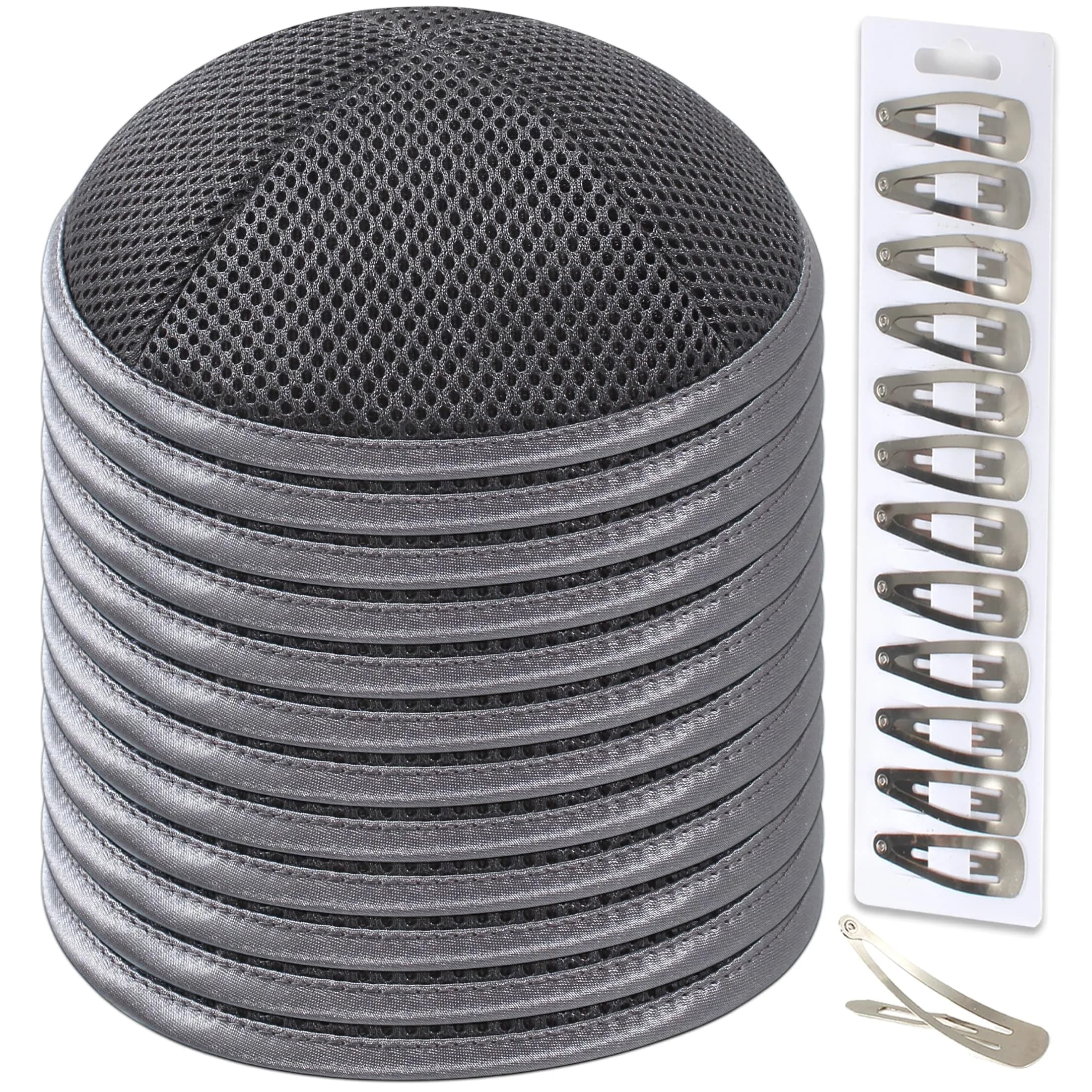 Zion Judaica Ltd Gray 12 Pack Mesh Kippahs for Religious Events and Occasions Prayer Skullcap Kippas Sports Fabric Yarmulkes Bar and Bat Mitzvah Kipas Wedding Yamakas (12, Dark Grey) - main product image