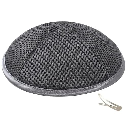 Zion Judaica Ltd Gray 12 Pack Mesh Kippahs for Religious Events and Occasions Prayer Skullcap Kippas Sports Fabric Yarmulkes Bar and Bat Mitzvah Kipas Wedding Yamakas (12, Dark Grey) thumbnail 2