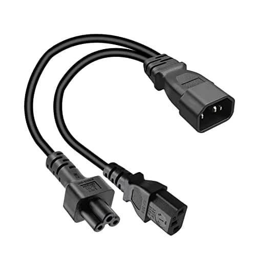 Toptekits C14 to C5+C13 Y Splitter Power Cord 0.3m (1ft) | IEC 320 C14 to C13+C5 Female Splitter thumbnail 1