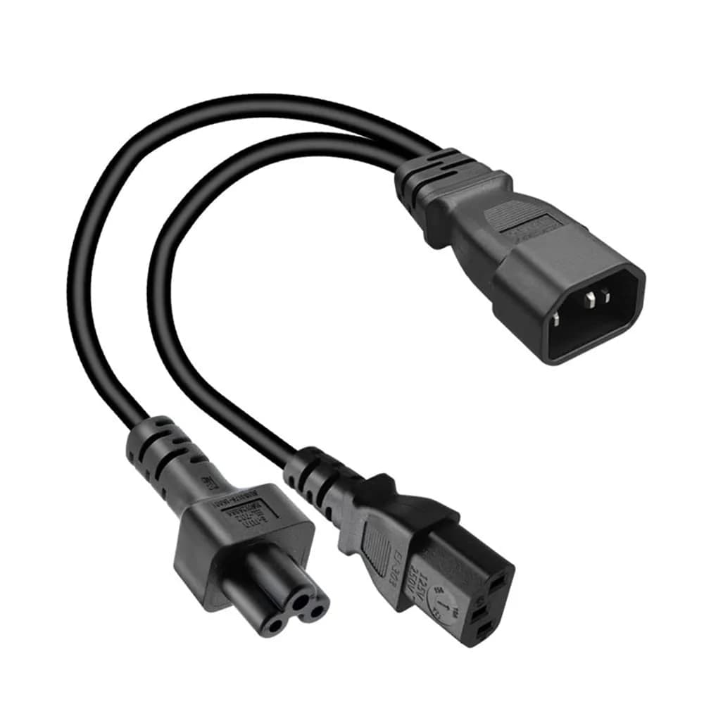 Toptekits C14 to C5+C13 Y Splitter Power Cord 0.3m (1ft) | IEC 320 C14 to C13+C5 Female Splitter - main product image