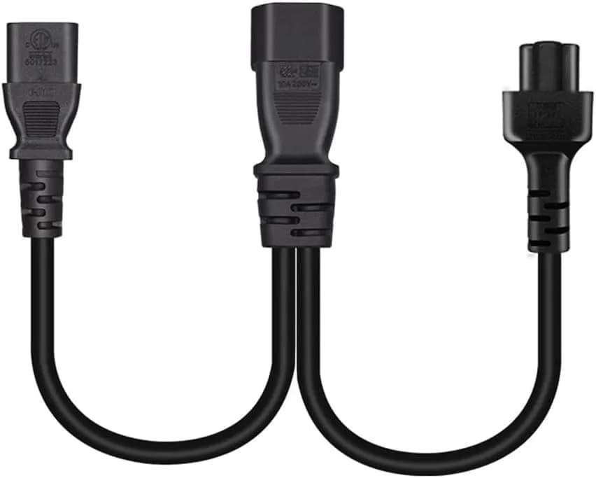 Toptekits C14 to C5+C13 Y Splitter Power Cord 0.3m (1ft) | IEC 320 C14 to C13+C5 Female Splitter thumbnail 2