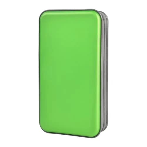 alavisxf xx CD Case, 96 Capacity Hard Plastic Organizer Wallet with Hand Strap and Zipper Closure, Green thumbnail 1