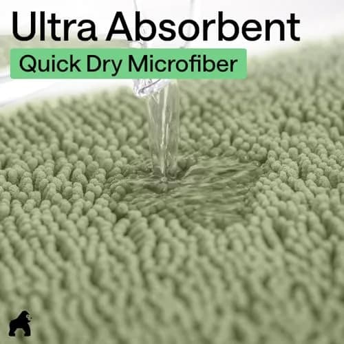 Gorilla Grip Bath Rug Mat for Bathroom 48x24 in Sage Green | Ultra Absorbent Chenille, Quick Dry, Textured Rubber Backing thumbnail 5