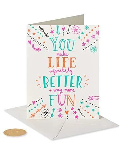Papyrus You Make Life Better Valentine's Day Card for Friend 15.88 cm (6.25 in.) | Letterpress Design with Gold Seal thumbnail 4