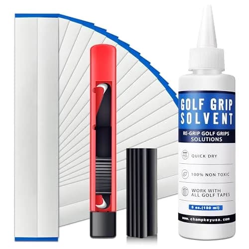 CHAMPKEY Deluxe Golf Club Grip Repair Kit | 15 Tapes, 5 oz Solvent, Hook Knife, Vise Clamp thumbnail 1