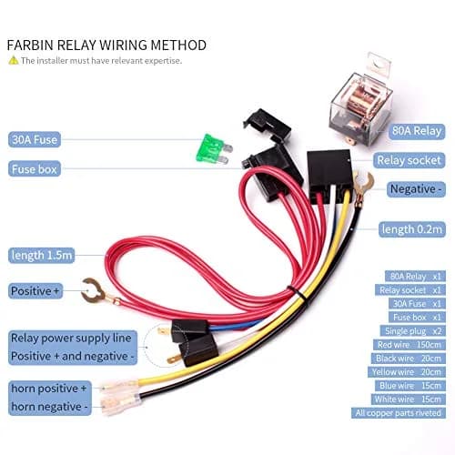 FARBIN 24V Train Horn with Compressor and Wiring Harness | 150dB Loud Air Horn for Trucks and Trains thumbnail 7