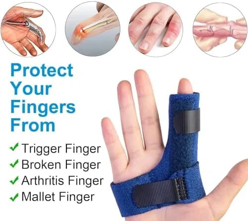 Sumifun Finger Splint Brace for Left/Right Hand, Arthritis Pain Relief, Trigger Finger Immobilizer with 2 Gel Sleeves (Palm Size 6.2-9 inches) thumbnail 3
