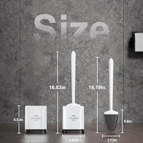 Sellemer Silicone Toilet Brush with Ventilation Holder, 1 Pack Pearl White | Cleans Dead Corners Under Rim thumbnail 8