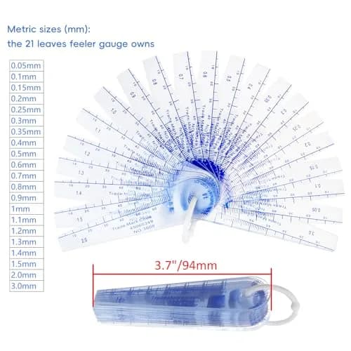 Rannb Plastic Feeler Gauge 0.05mm-3mm 21 Leaf | Metric Gap Measuring Tool thumbnail 2