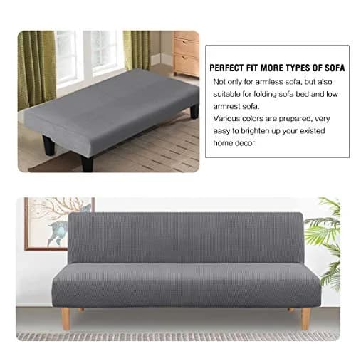 H.VERSAILTEX Armless Futon Cover Stretch Sofa Bed Slipcover Gray | Elastic, Machine Washable thumbnail 4