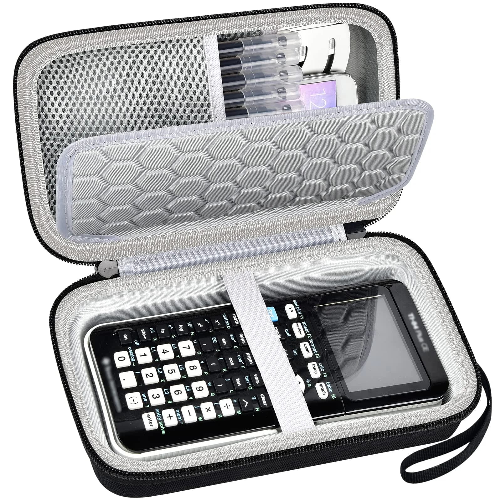 PAIYULE Travel Case for Texas Instruments TI-84 Plus CE / TI-Nspire CX II CAS Graphing Calculators, Large Capacity with Hand Strap (Black, 22.99cm x 12.98cm) - main product image