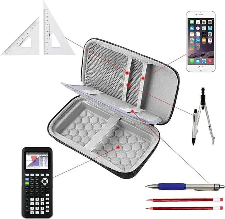 PAIYULE Travel Case for Texas Instruments TI-84 Plus CE / TI-Nspire CX II CAS Graphing Calculators, Large Capacity with Hand Strap (Black, 22.99cm x 12.98cm) thumbnail 6