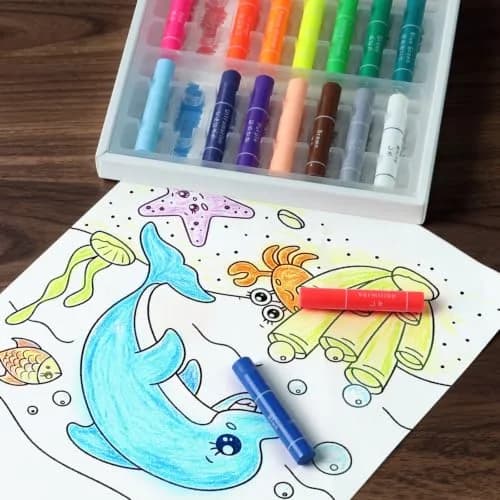 KOKUYO Highlighter Crayons, 10 Colors, KE-AC30 | Fluorescent Gel Crayons for Art & Illustration thumbnail 7