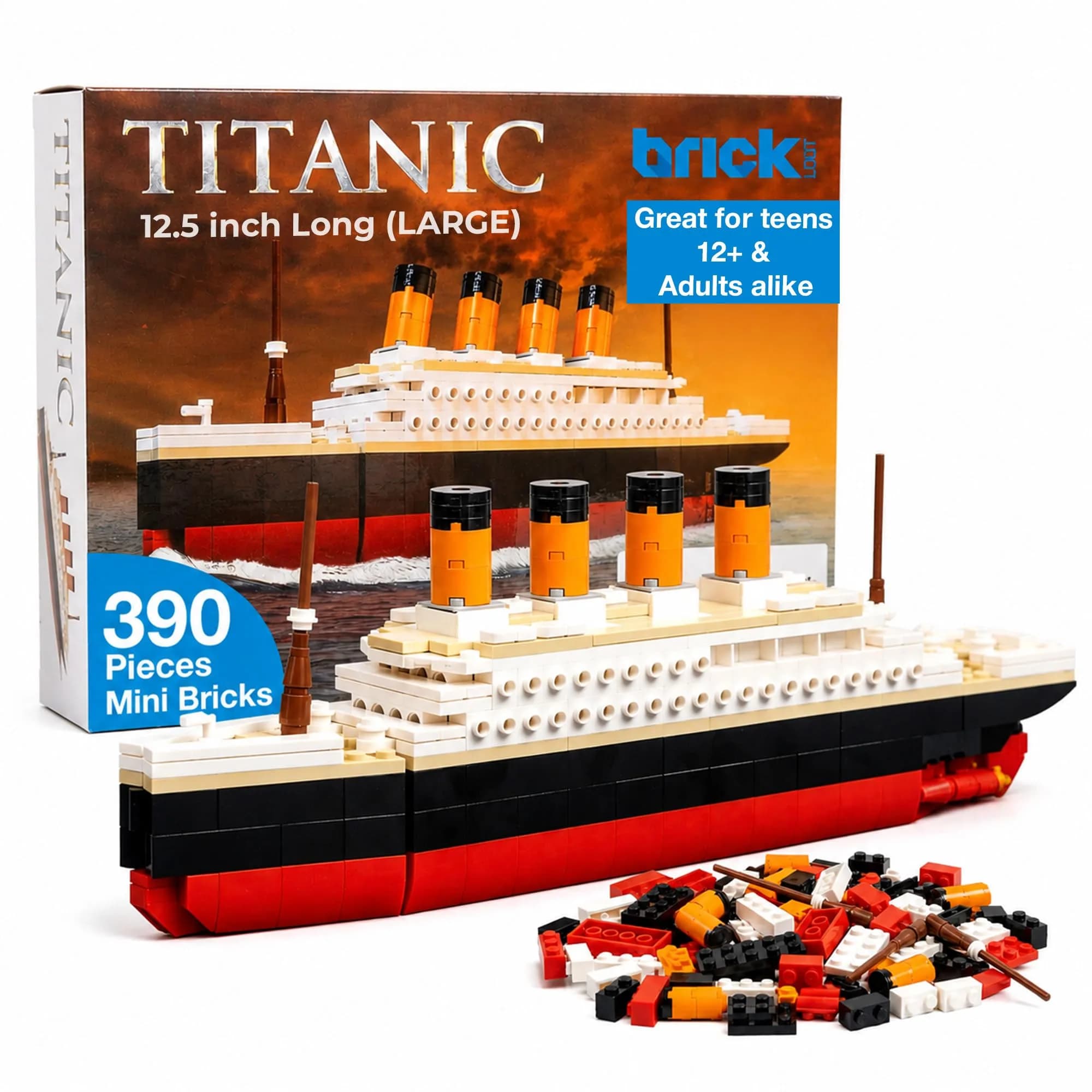 Brick Loot Titanic Building Set, 217-Pcs Historic Ocean Liner Brick Display | STEM Learning Toy for Kids & Adults — Multicolor