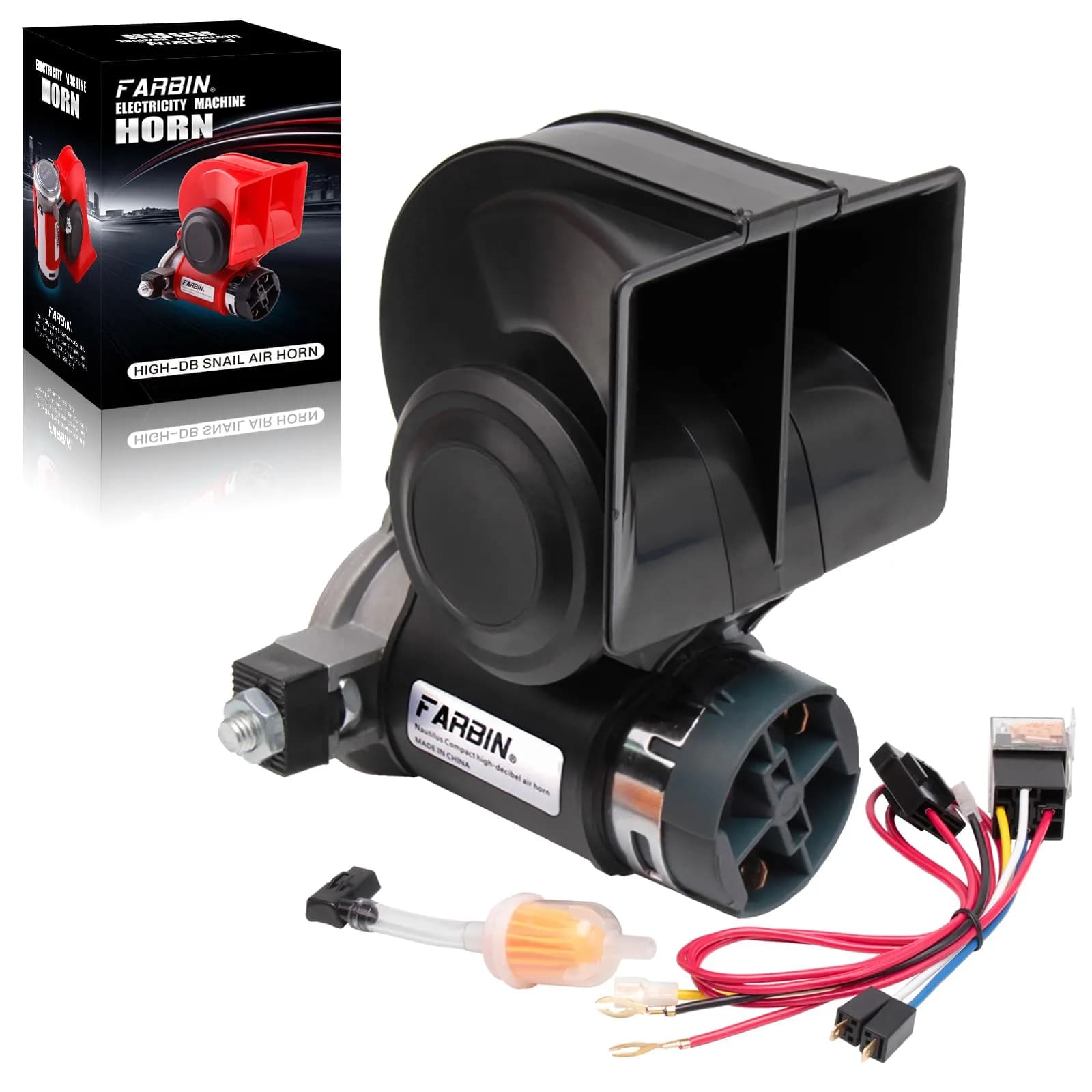 FARBIN 24V Air Horn with Compressor 150dB | Universal Fit for Trucks, Buses, Trains