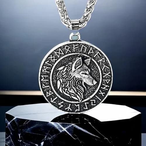 Leprato Viking Talisman Necklace for Men Norse Mjolnir Wolf Compass Valknut Amulet Pendant 24 inch | Nordic Viking Jewelry thumbnail 5