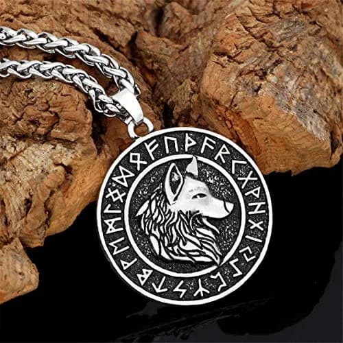 Leprato Viking Talisman Necklace for Men Norse Mjolnir Wolf Compass Valknut Amulet Pendant 24 inch | Nordic Viking Jewelry thumbnail 2