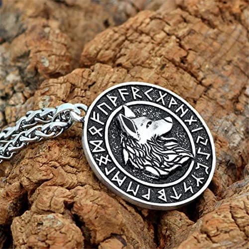 Leprato Viking Talisman Necklace for Men Norse Mjolnir Wolf Compass Valknut Amulet Pendant 24 inch | Nordic Viking Jewelry thumbnail 3