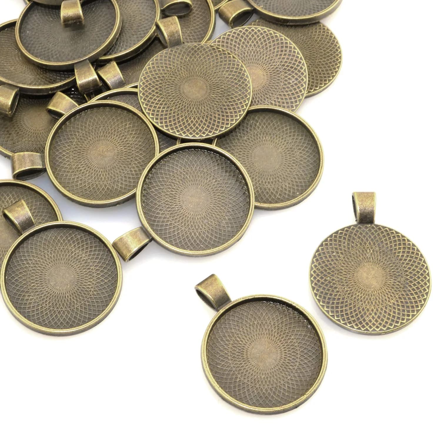 Lind Kitchen 25pcs Round Bezel Pendant Trays Setting 25mm | DIY Jewelry & Craft Base — Bronze