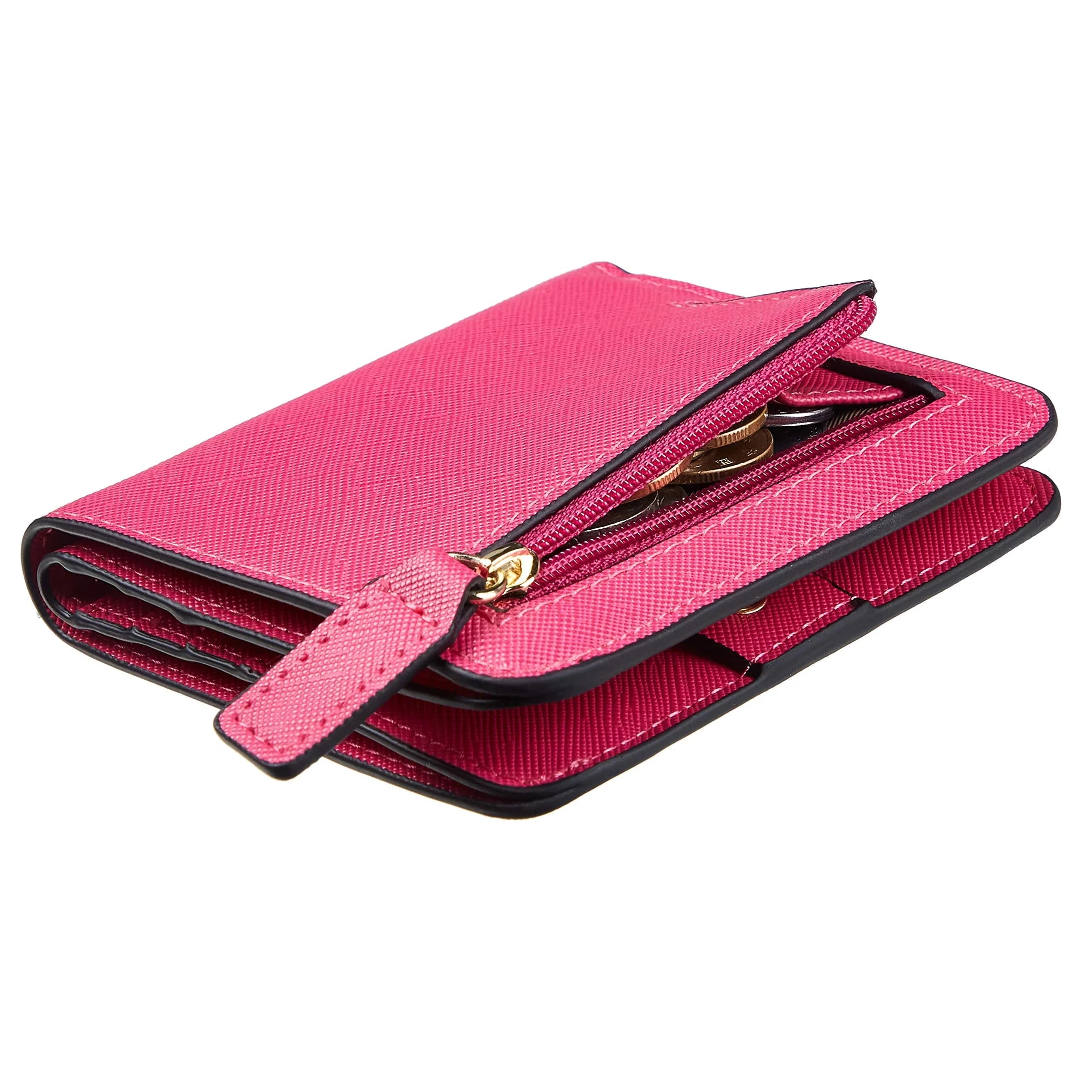 Toughergun CH Rose Red Slim Leather Wallet for Women - Compact RFID Blocking Bifold Mini Purse - main product image