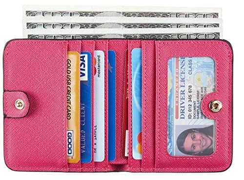 Toughergun CH Rose Red Slim Leather Wallet for Women - Compact RFID Blocking Bifold Mini Purse thumbnail 2