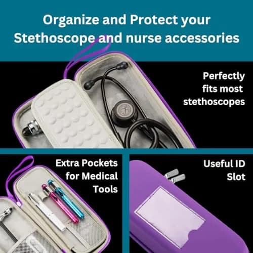Caseling Hard Stethoscope Case Purple | Fits Littmann Classic III, Cardiology IV, MDF Acoustica, Nurse Accessories thumbnail 4
